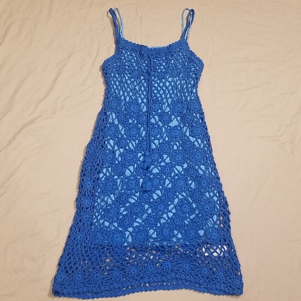 JCrew Blue Crochet Sleeveless Dress